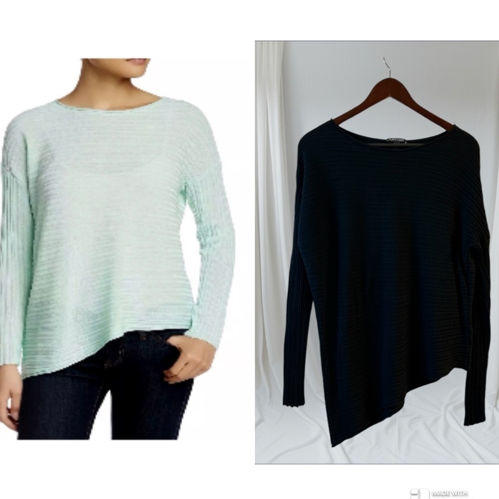 Eileen Fisher bateau neck asymmetrical tencel tunic